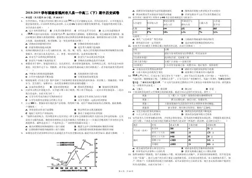 2018-2019学年福建省福州市八县一中高二(下)期中历史试卷(解析版)