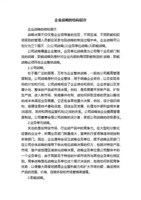 企业战略的结构层次