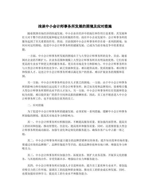 浅谈中小会计师事务所发展的困境及应对措施
