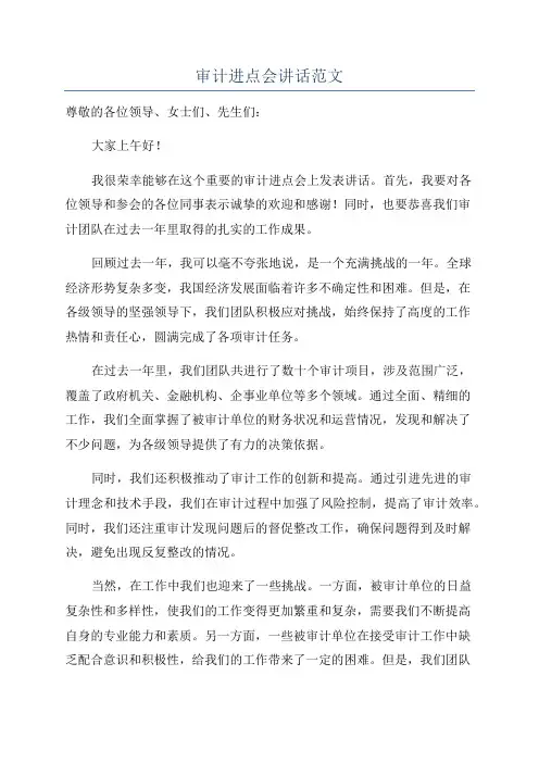审计进点会讲话范文
