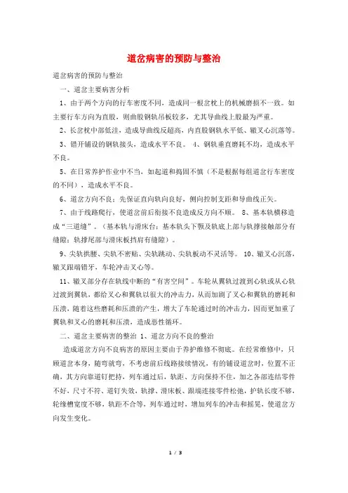 道岔病害的预防与整治
