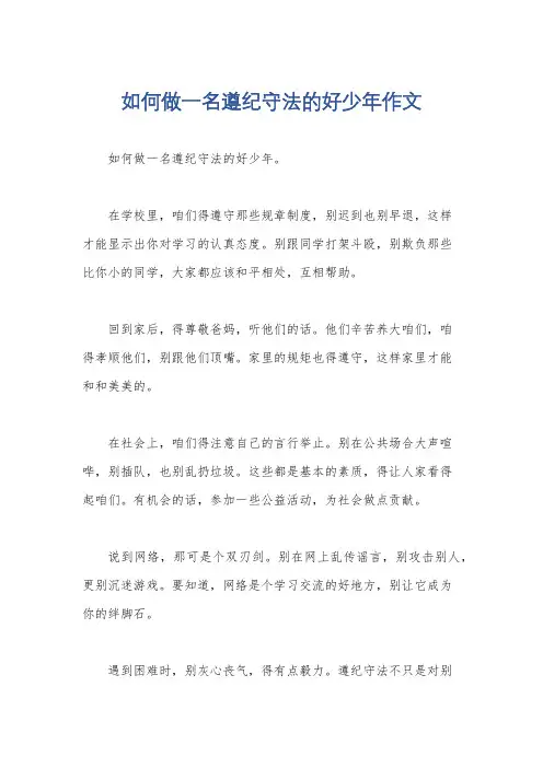 如何做一名遵纪守法的好少年作文