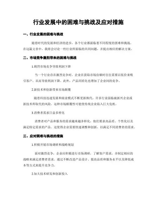 行业发展中的困难与挑战及应对措施