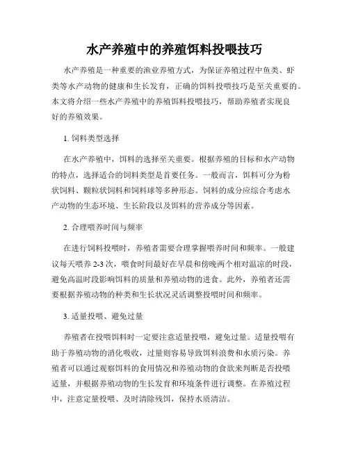水产养殖中的养殖饵料投喂技巧
