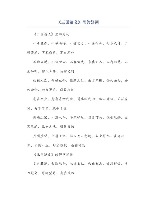 《三国演义》里的好词