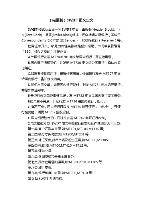 （完整版）SWIFT报文定义