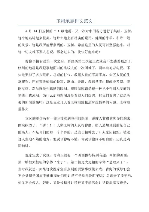 玉树地震作文范文
