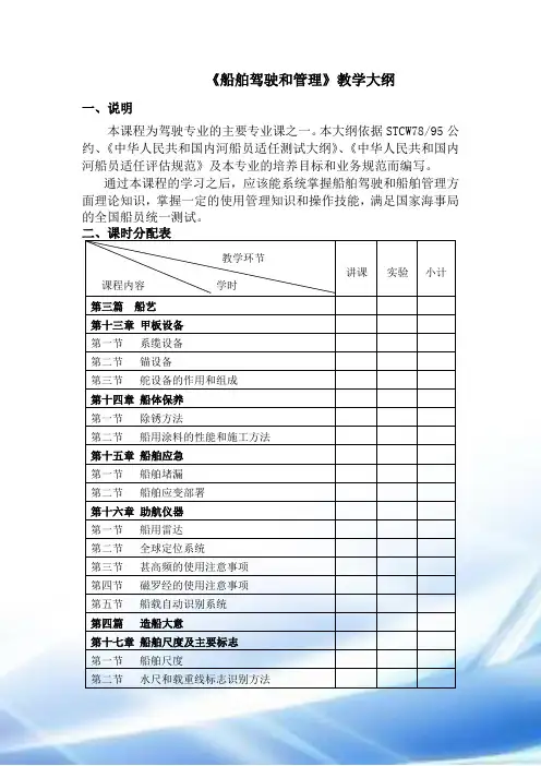 自编《船舶驾驶与管理》大纲