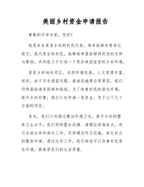 美丽乡村资金申请报告