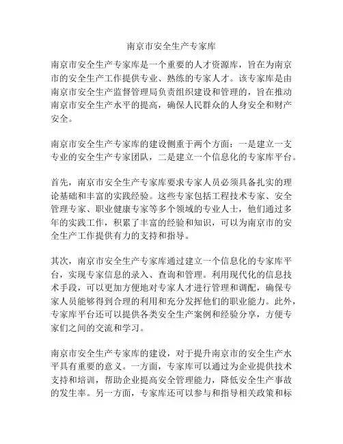 南京市安全生产专家库