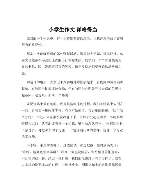 小学生作文 详略得当