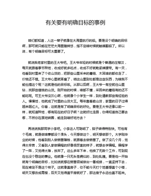 有关要有明确目标的事例