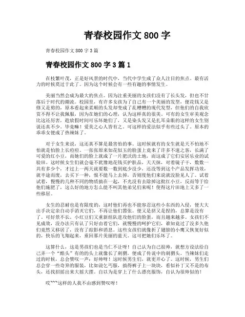 青春校园作文800字