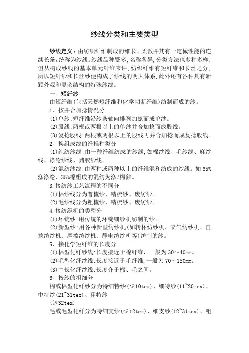 纱线的主要类型