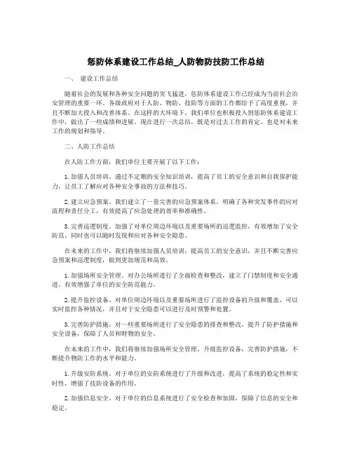 惩防体系建设工作总结_人防物防技防工作总结