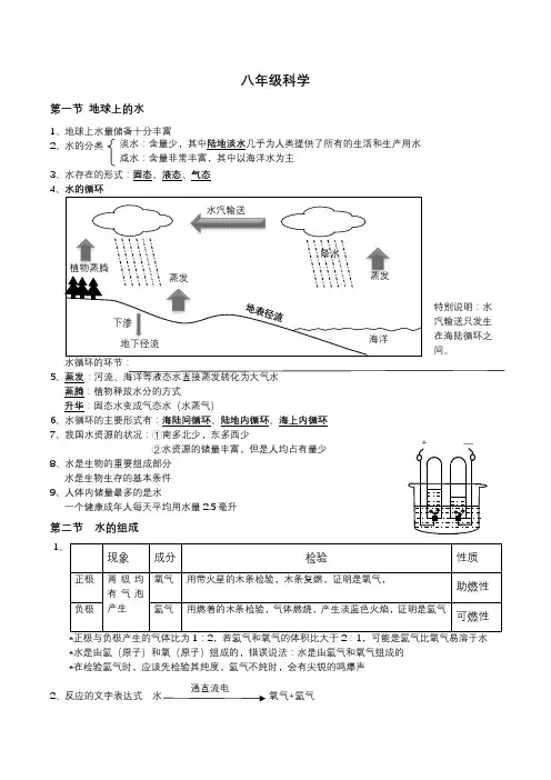 八年级科学第一章知识点