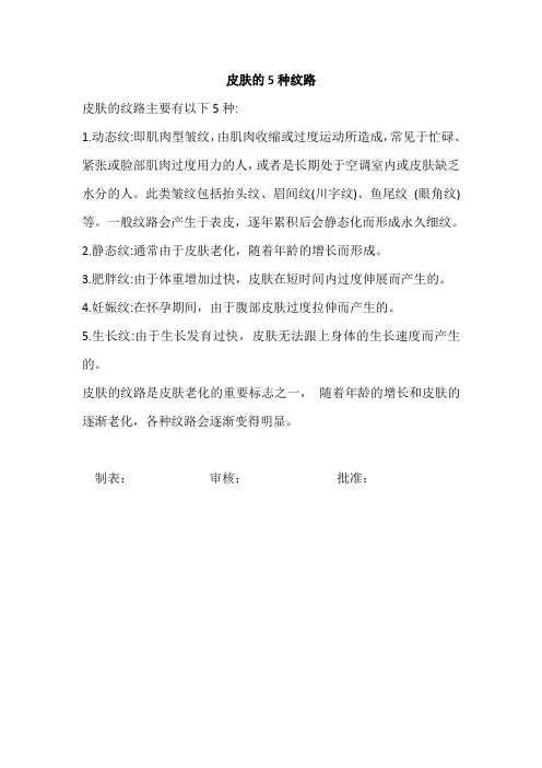 皮肤的5种纹路
