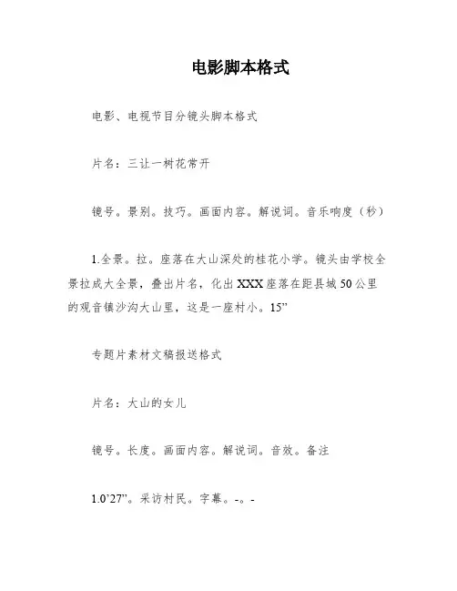 电影脚本格式
