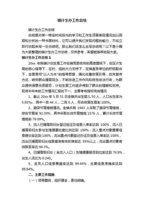 镇计生办工作总结