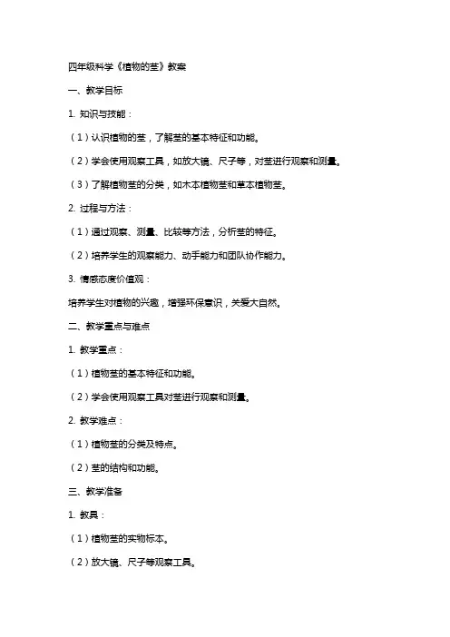 四年级科学《植物的茎》教案