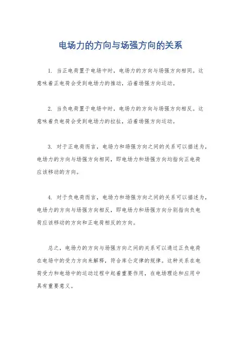 电场力的方向与场强方向的关系