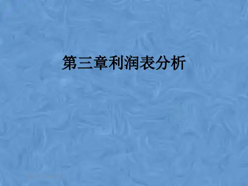 第三章利润表分析