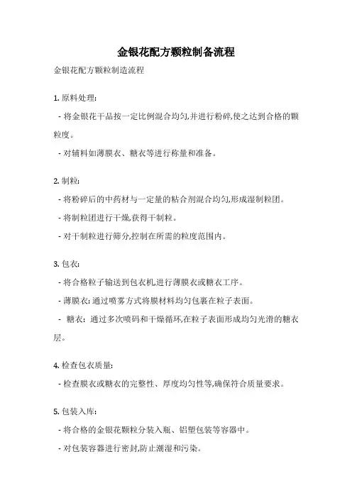 金银花配方颗粒制备流程