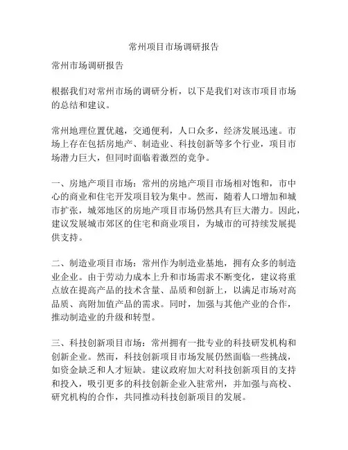 常州项目市场调研报告