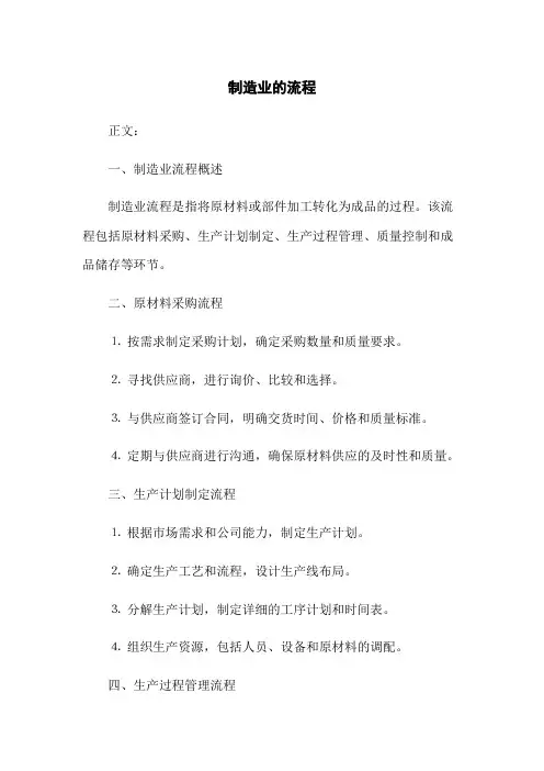 制造业的流程