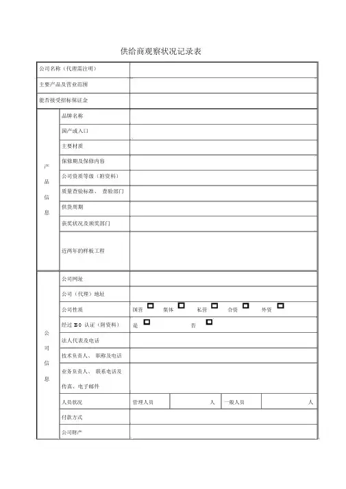 供应商考察情况记录表