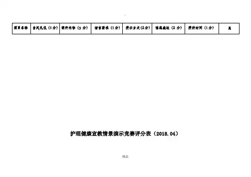 护理健康宣教情景演示评分标准