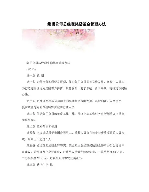集团公司总经理奖励基金管理办法