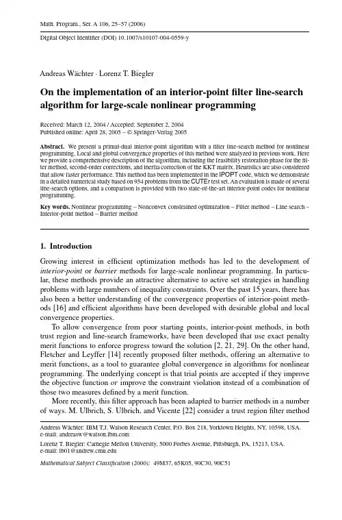 On the implementation of an interior-point filter line-search algorithm for large-scale
