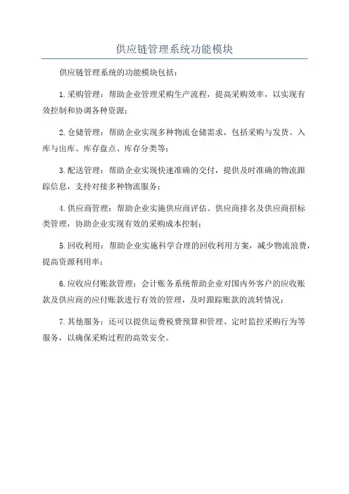 供应链管理系统功能模块