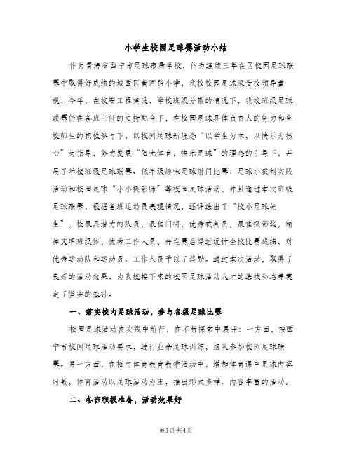 小学生校园足球赛活动小结（2篇）
