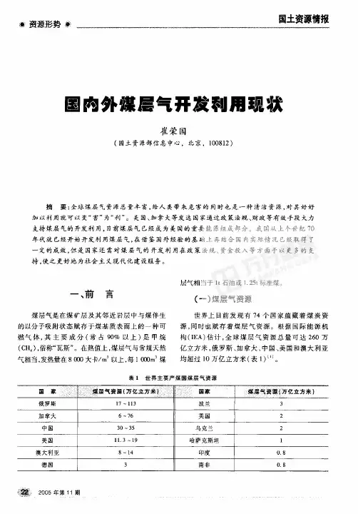 国内外煤层气开发利用现状