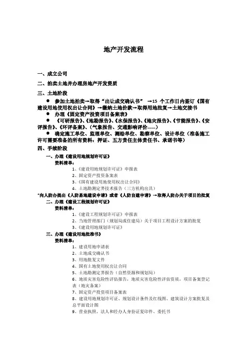 地产开发流程(前期到预售许可)