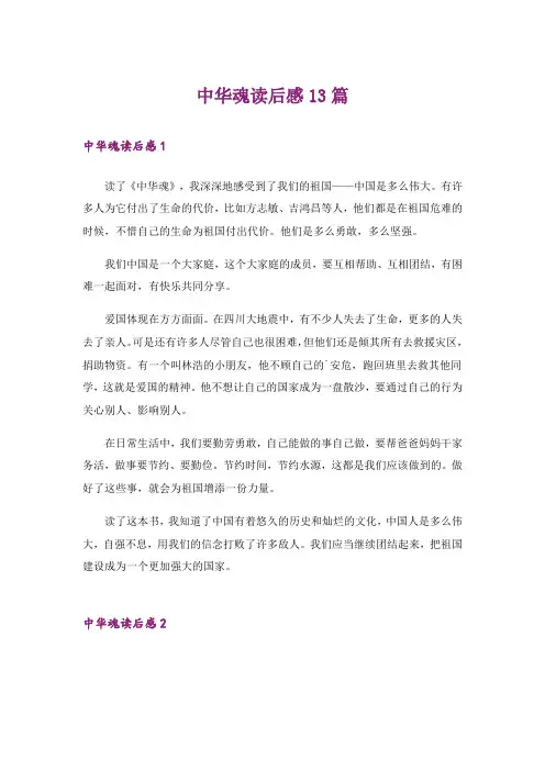 中华魂读后感13篇