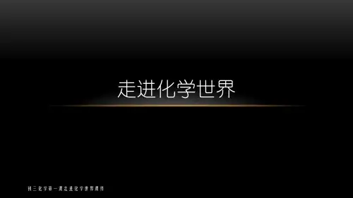 最新初三化学第一课走进化学世界课件