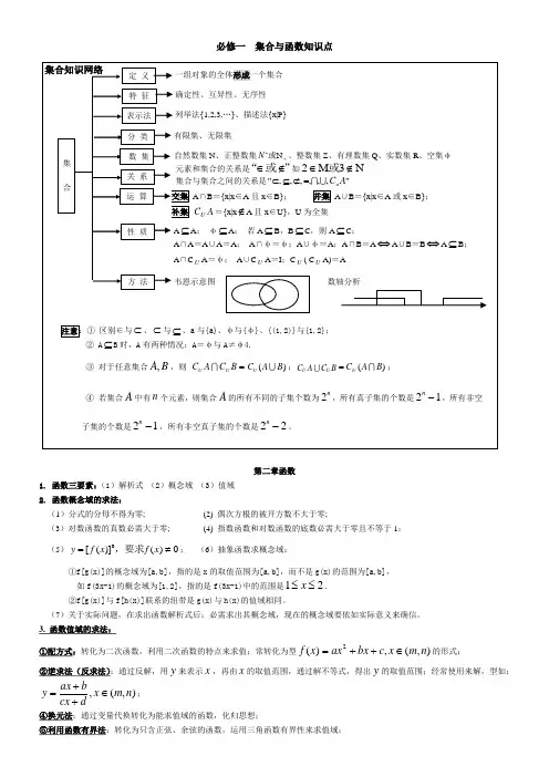 高一数学必修一集合与函数知识点总结