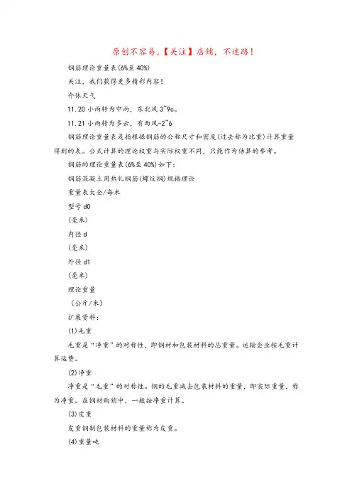 钢筋重量表(钢材型号重量对照表)