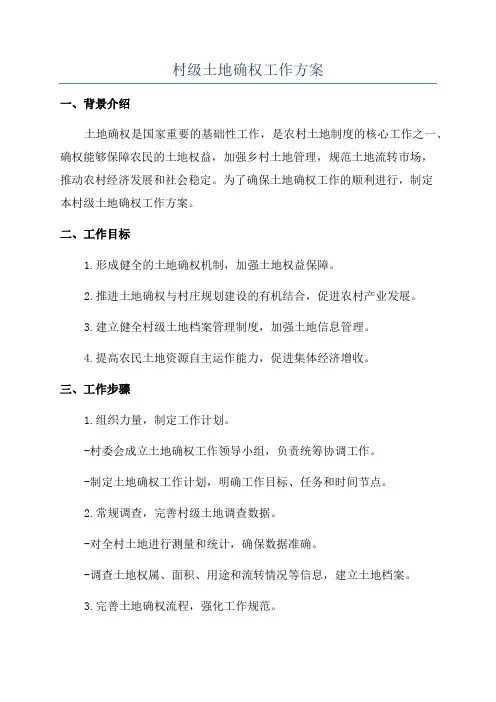 村级土地确权工作方案