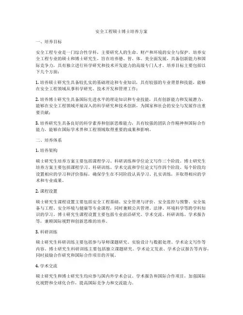安全工程硕士博士培养方案