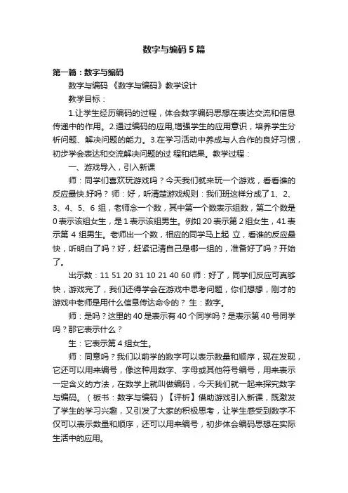 数字与编码5篇