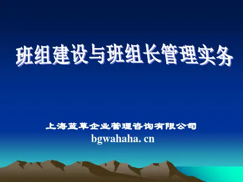 如何做好班组建设和班组长管理实物-PPT课件