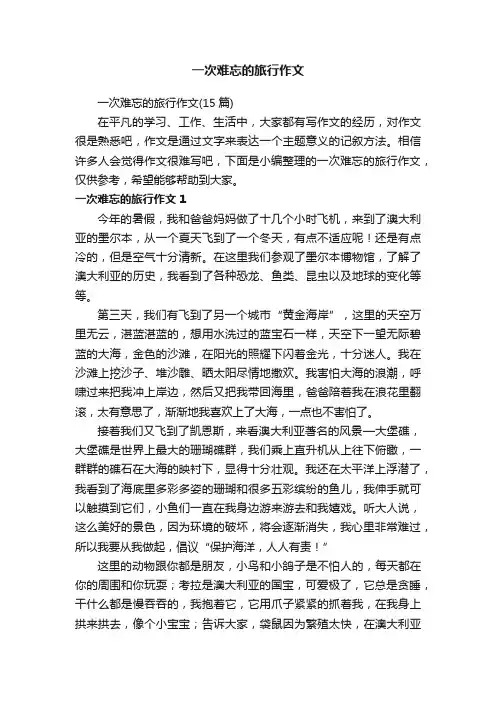 一次难忘的旅行作文