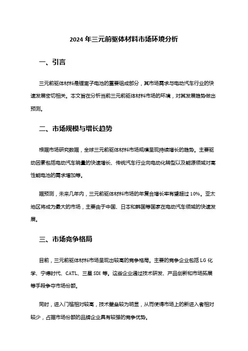 2024年三元前驱体材料市场环境分析