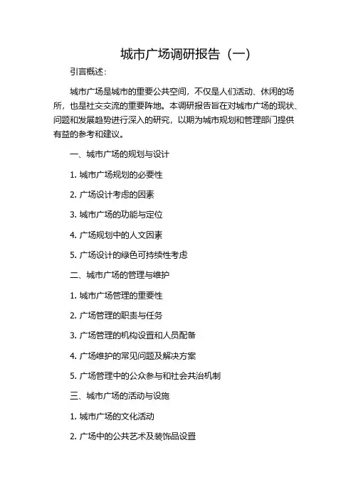 城市广场调研报告(一)