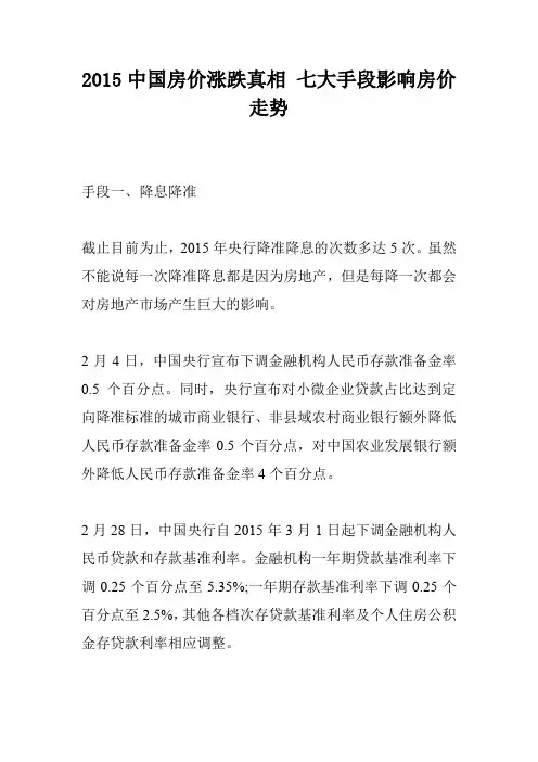 2015中国房价涨跌真相 七大手段影响房价走势