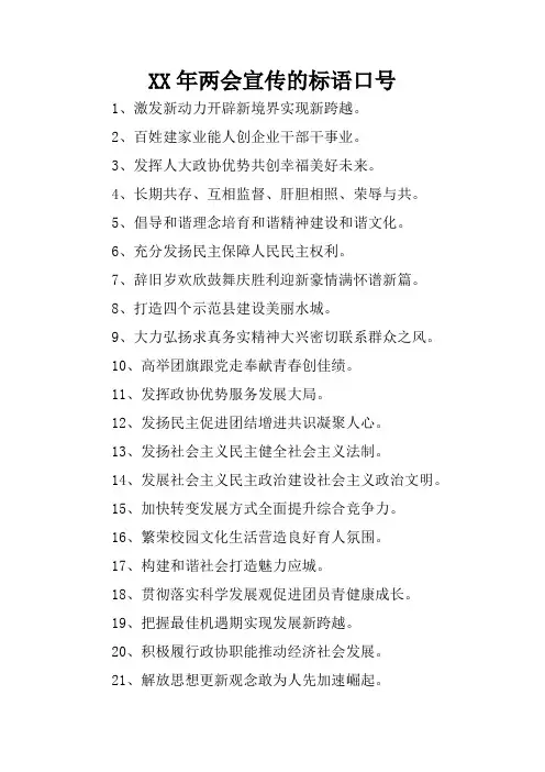 XX年两会宣传的标语口号